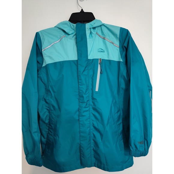 L.L. Bean Other - LL‎ Bean Kids Trail Model Rain Jacket Teal Aqua Blue Hooded Shell L 14-16 506502